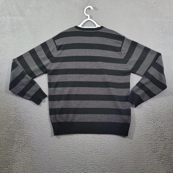 Paper Denim Cloth‎ Sweater Mens Medium Gray Striped Vneck Classiccore Preppy - Picture 6 of 11
